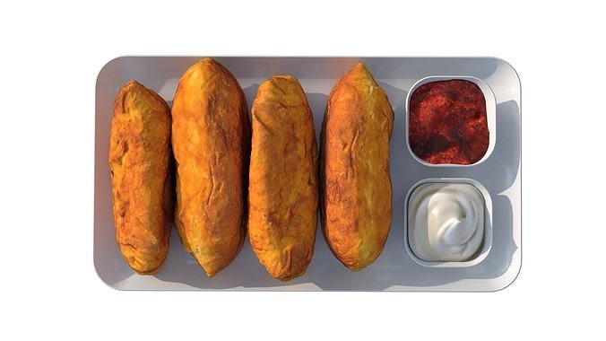Empanadas Pirozhki Perashki Low-poly 3D model 7