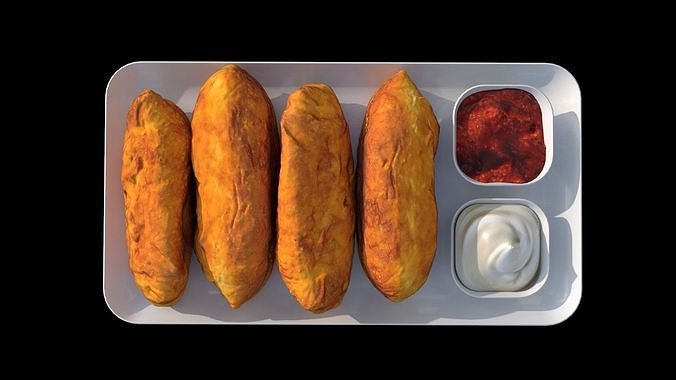 Empanadas Pirozhki Perashki Low-poly 3D model 2