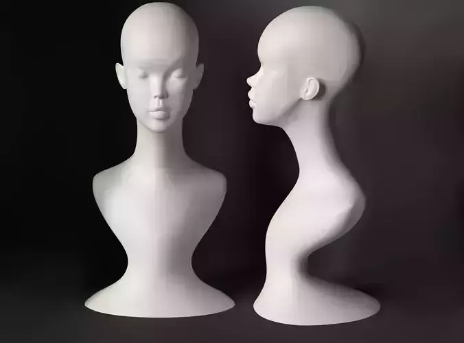 Woman bust vintage head 3D print model