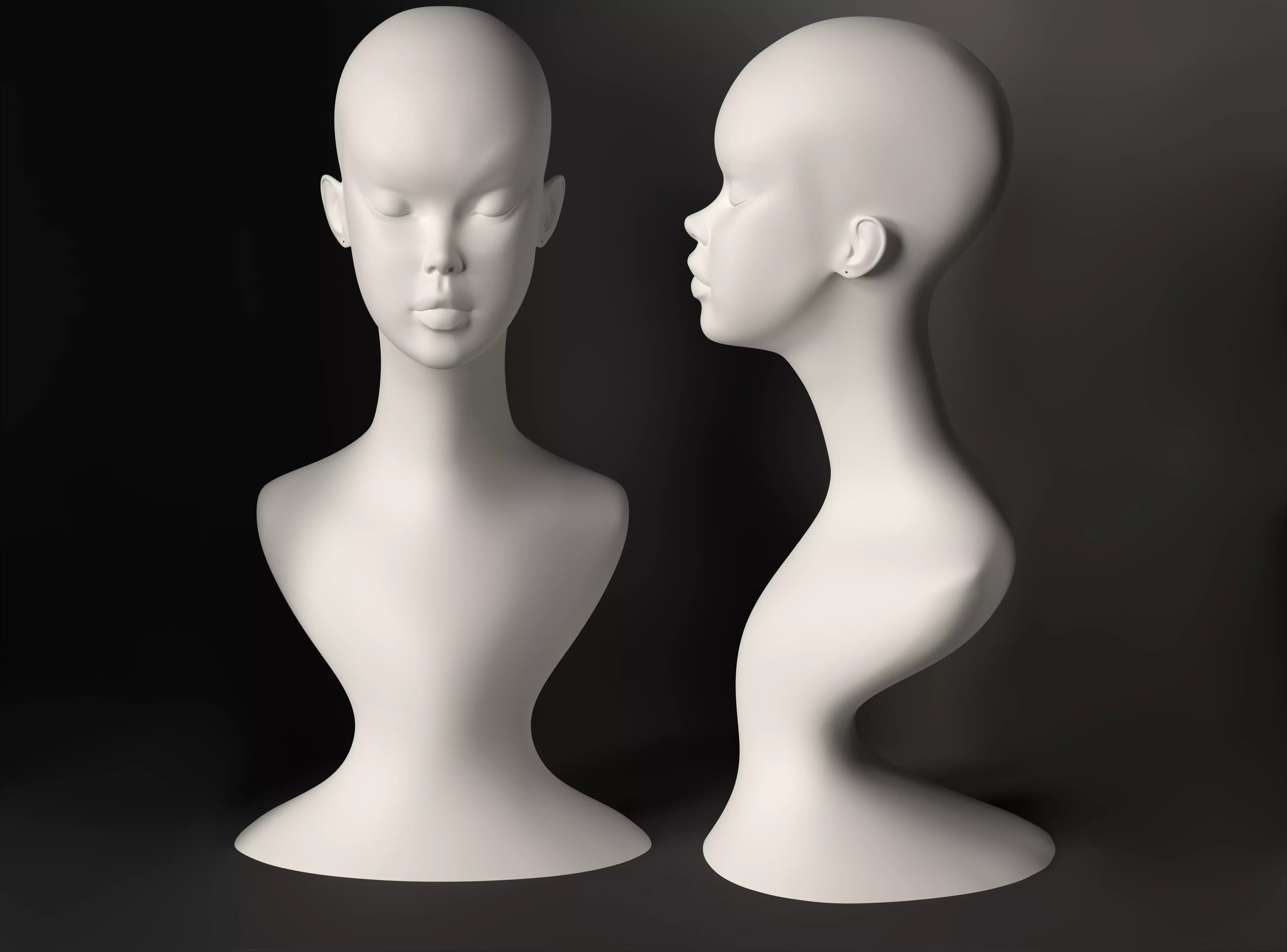 Woman bust vintage head 3D print model_0