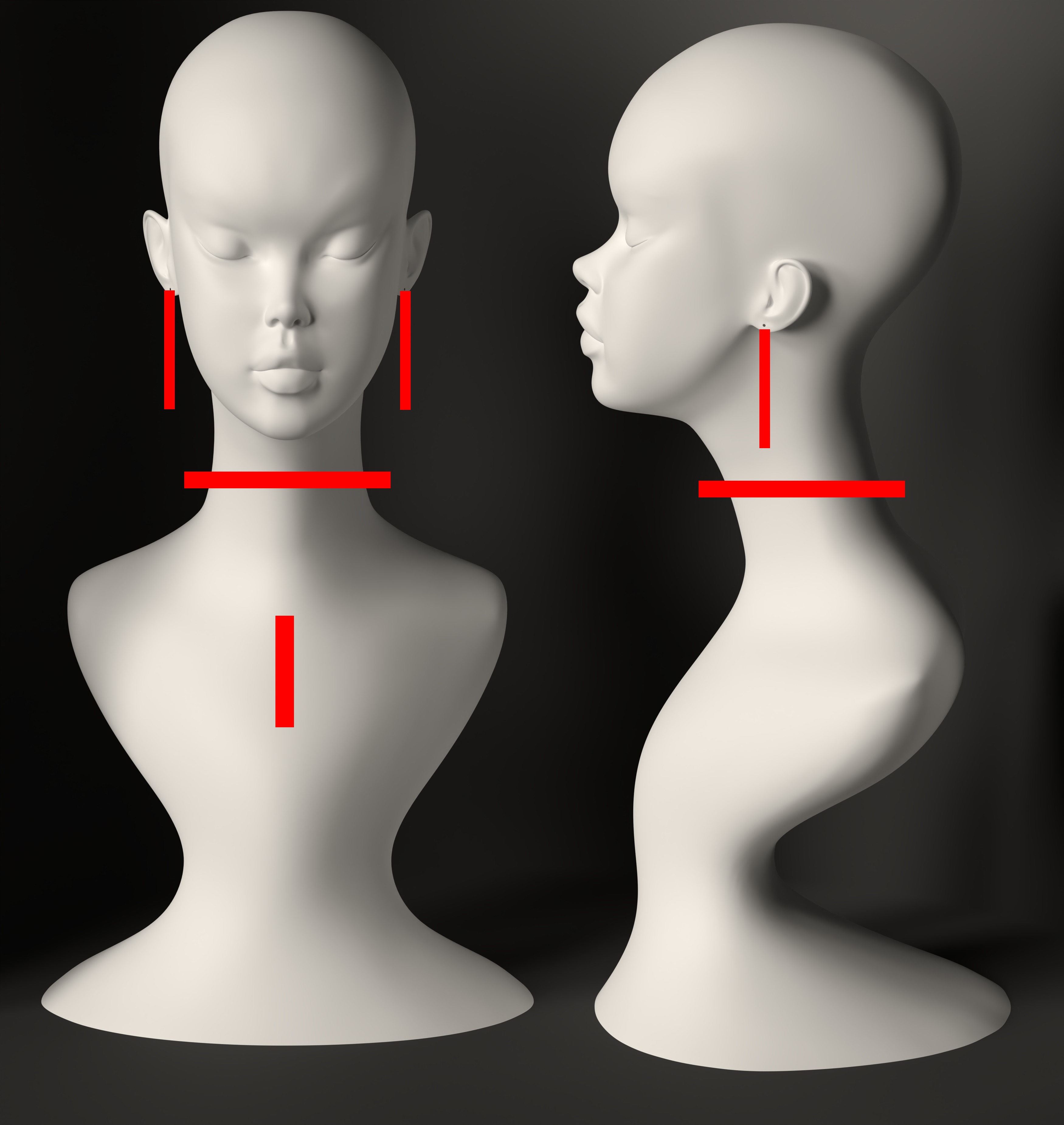 Woman bust vintage head 3D print model_1