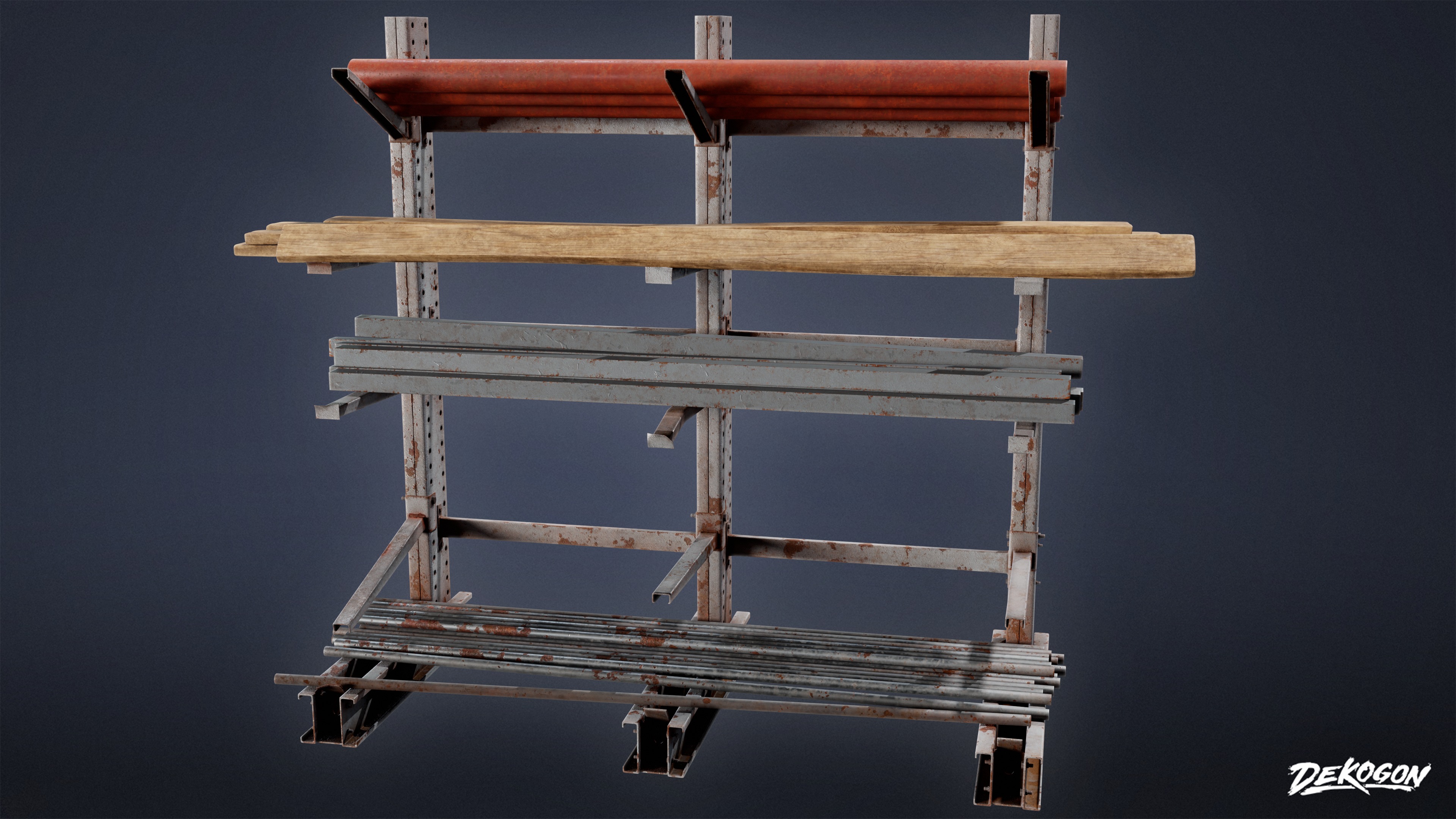 INDUSTRIAL - Metal Holding Stand 01 - LOW POLY AND NANITE Low-poly 3D model_1