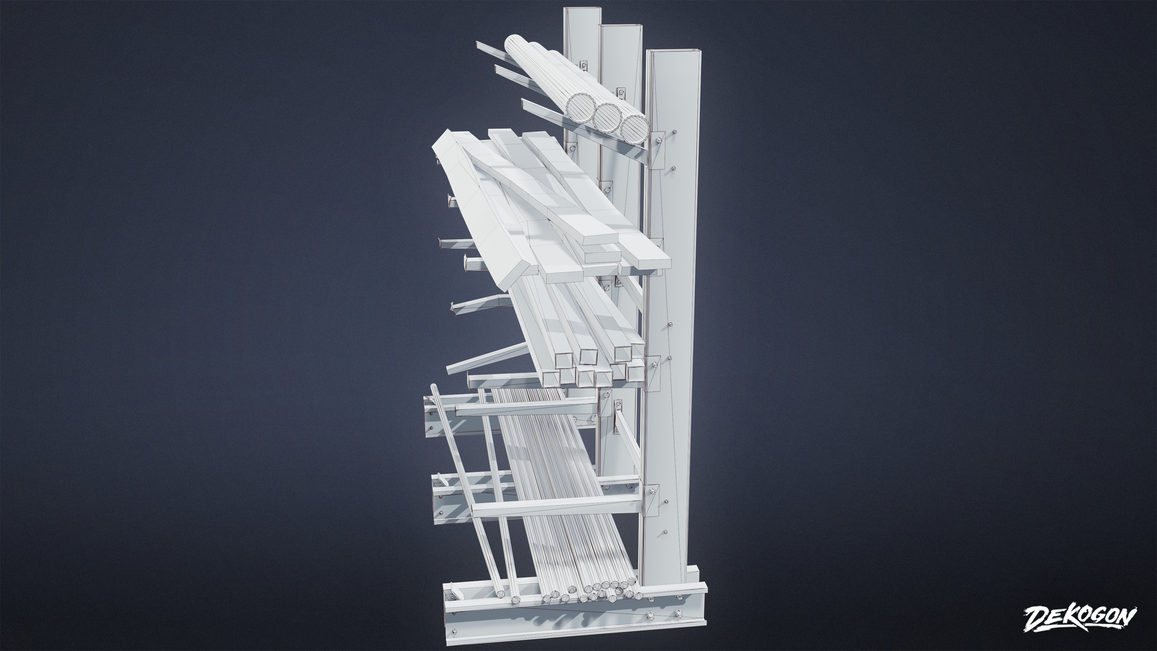 INDUSTRIAL - Metal Holding Stand 01 - LOW POLY AND NANITE Low-poly 3D model_9