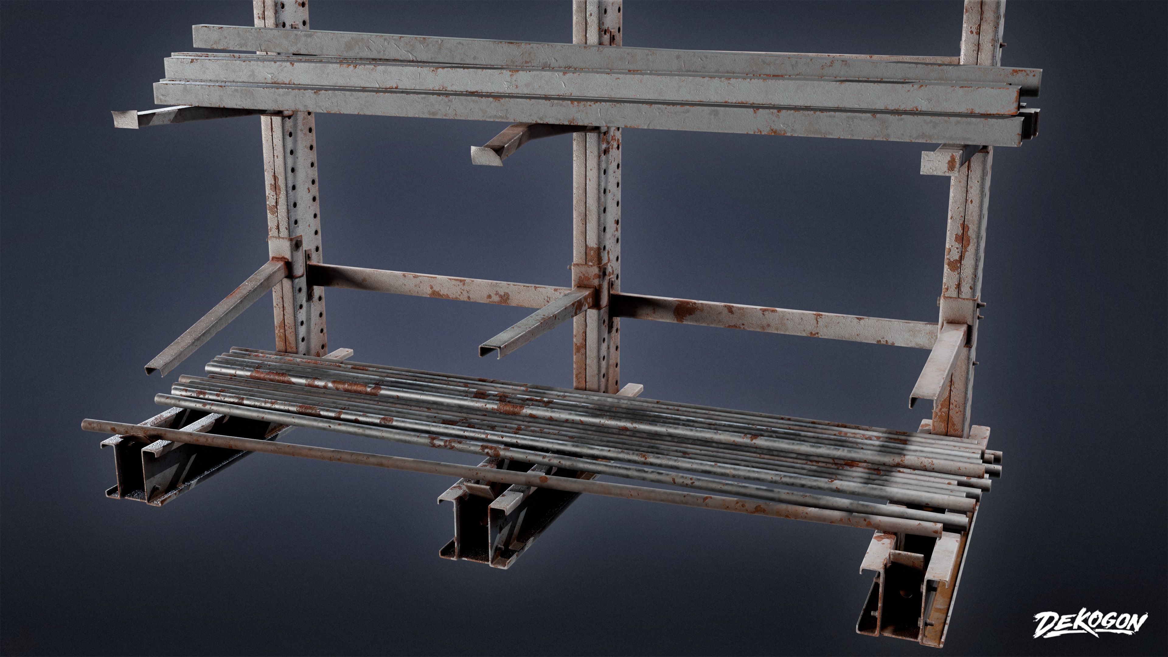 INDUSTRIAL - Metal Holding Stand 01 - LOW POLY AND NANITE Low-poly 3D model_6
