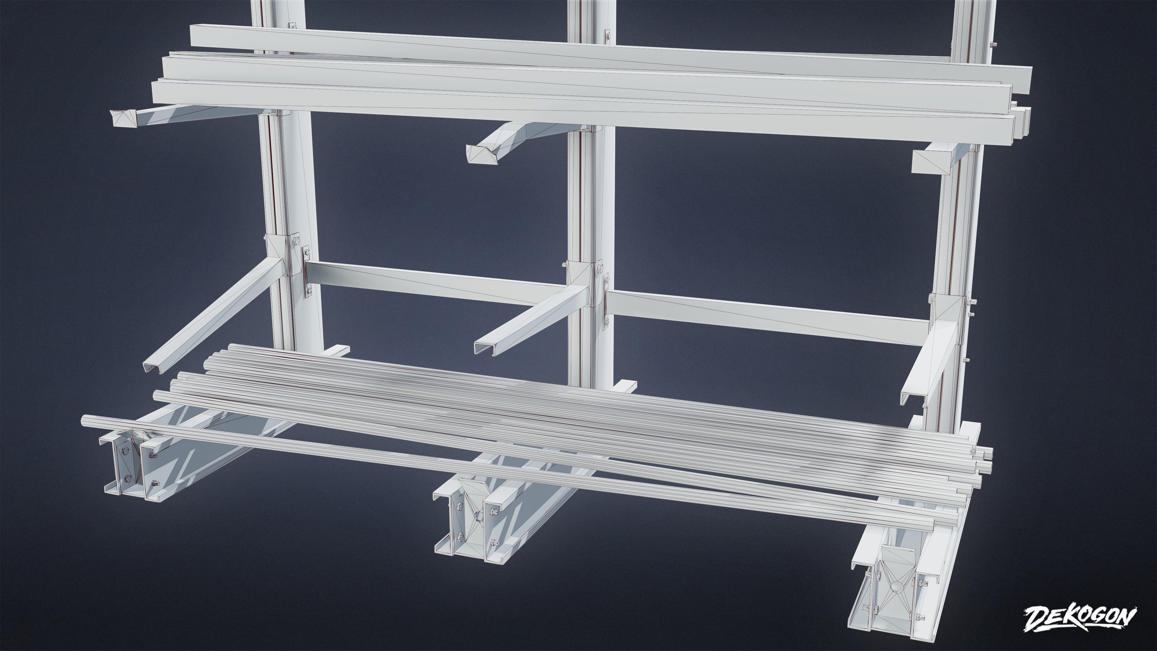 INDUSTRIAL - Metal Holding Stand 01 - LOW POLY AND NANITE Low-poly 3D model_7