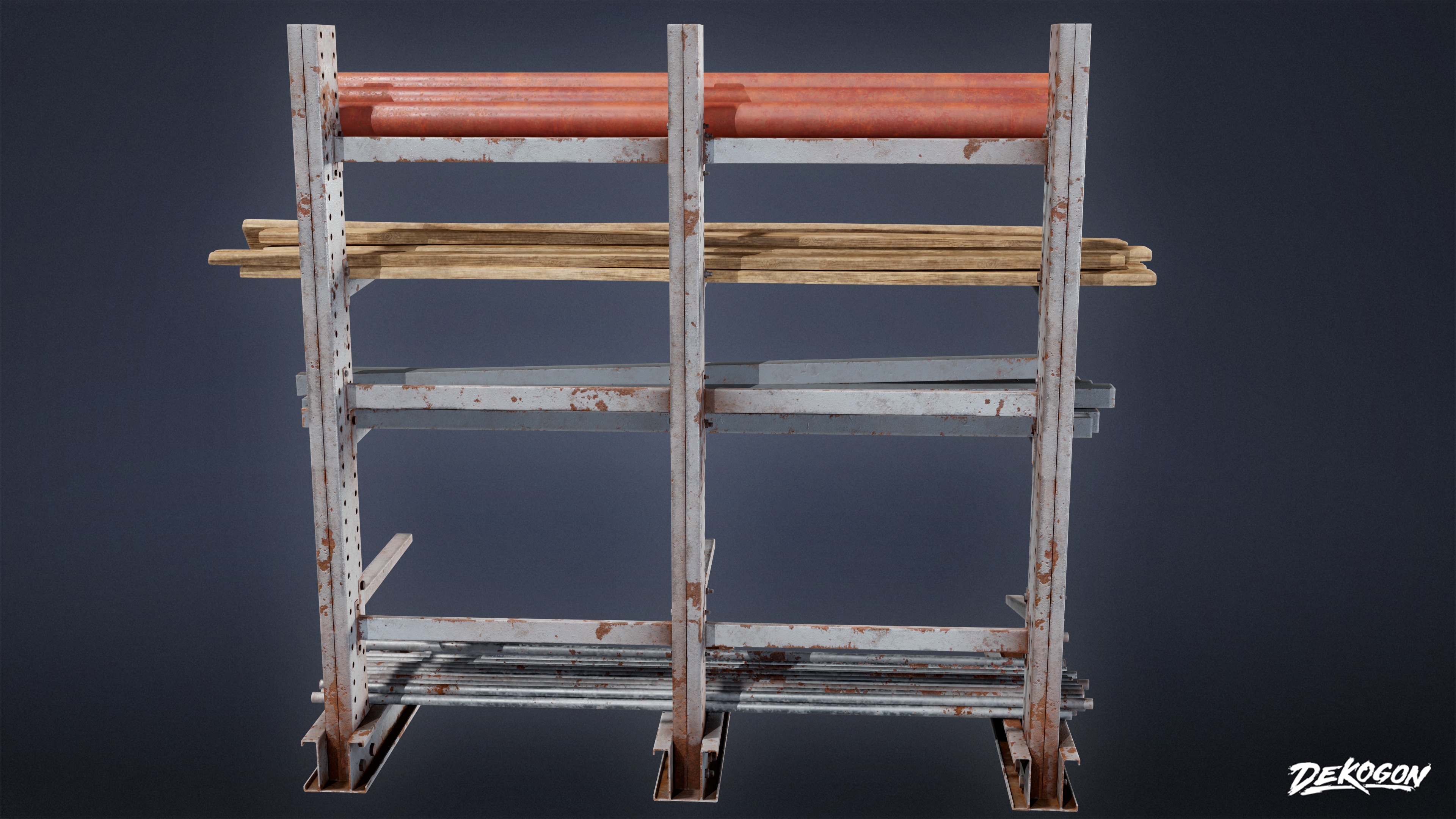 INDUSTRIAL - Metal Holding Stand 01 - LOW POLY AND NANITE Low-poly 3D model_3