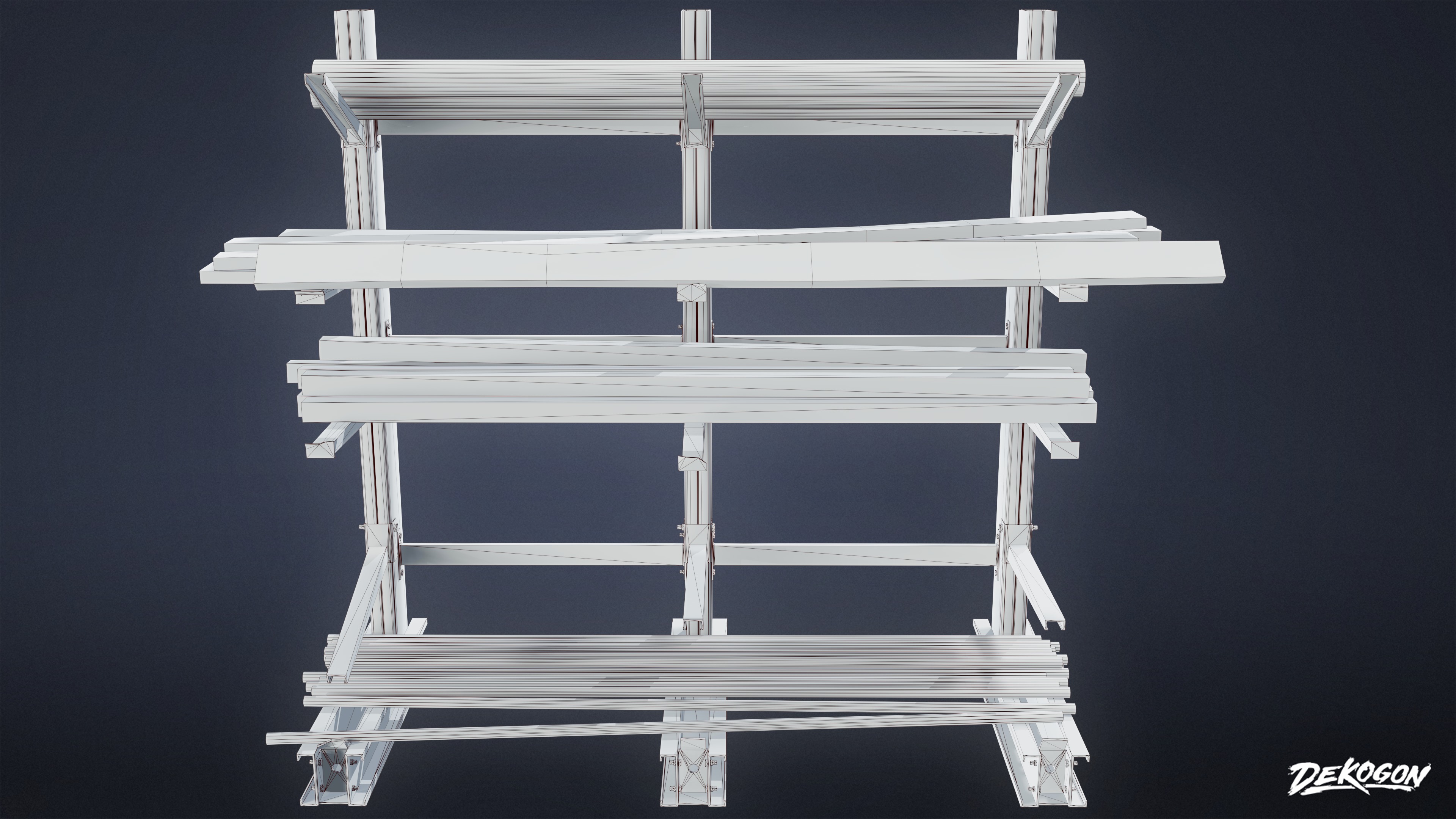 INDUSTRIAL - Metal Holding Stand 01 - LOW POLY AND NANITE Low-poly 3D model_8