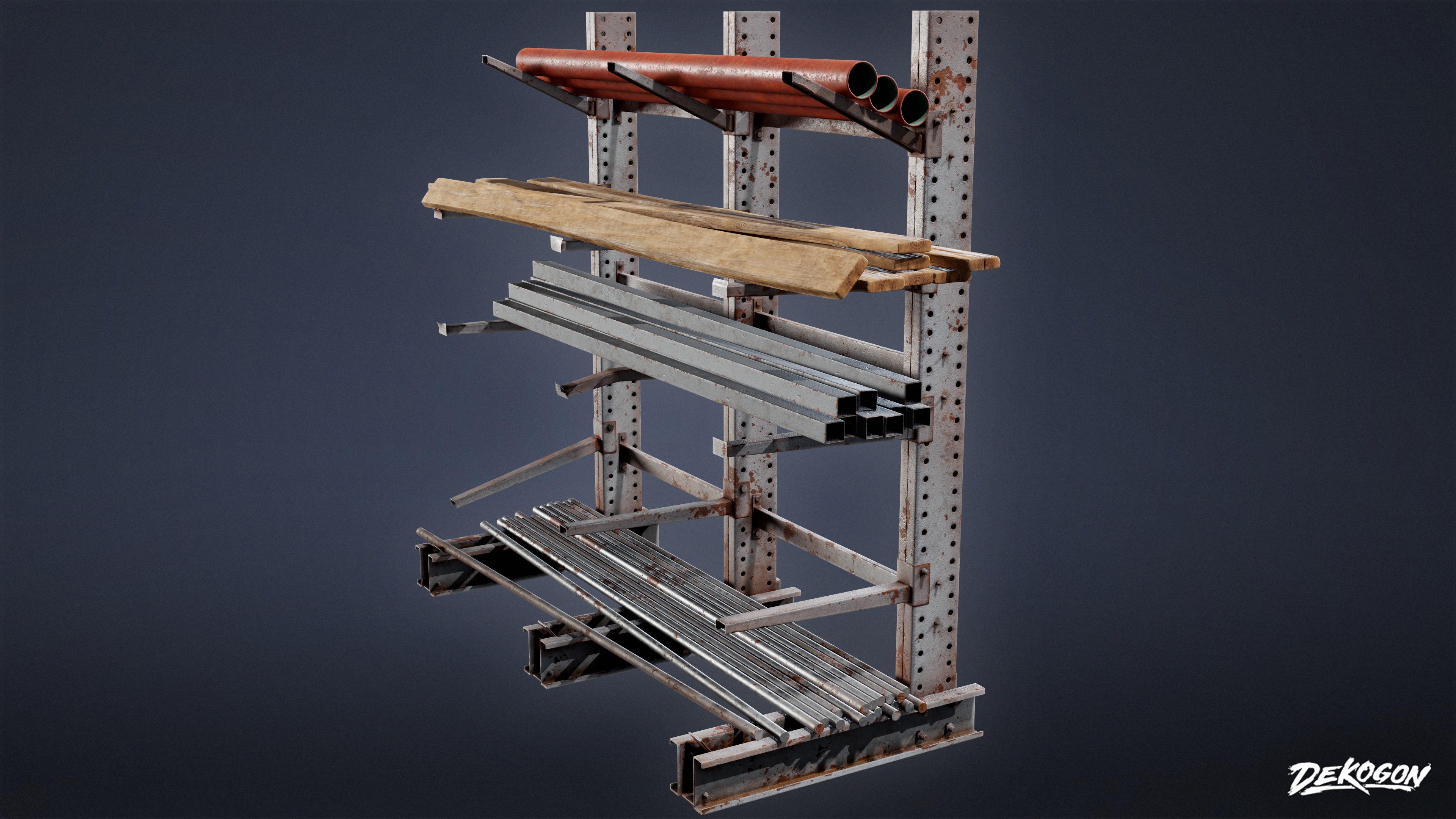 INDUSTRIAL - Metal Holding Stand 01 - LOW POLY AND NANITE Low-poly 3D model_5