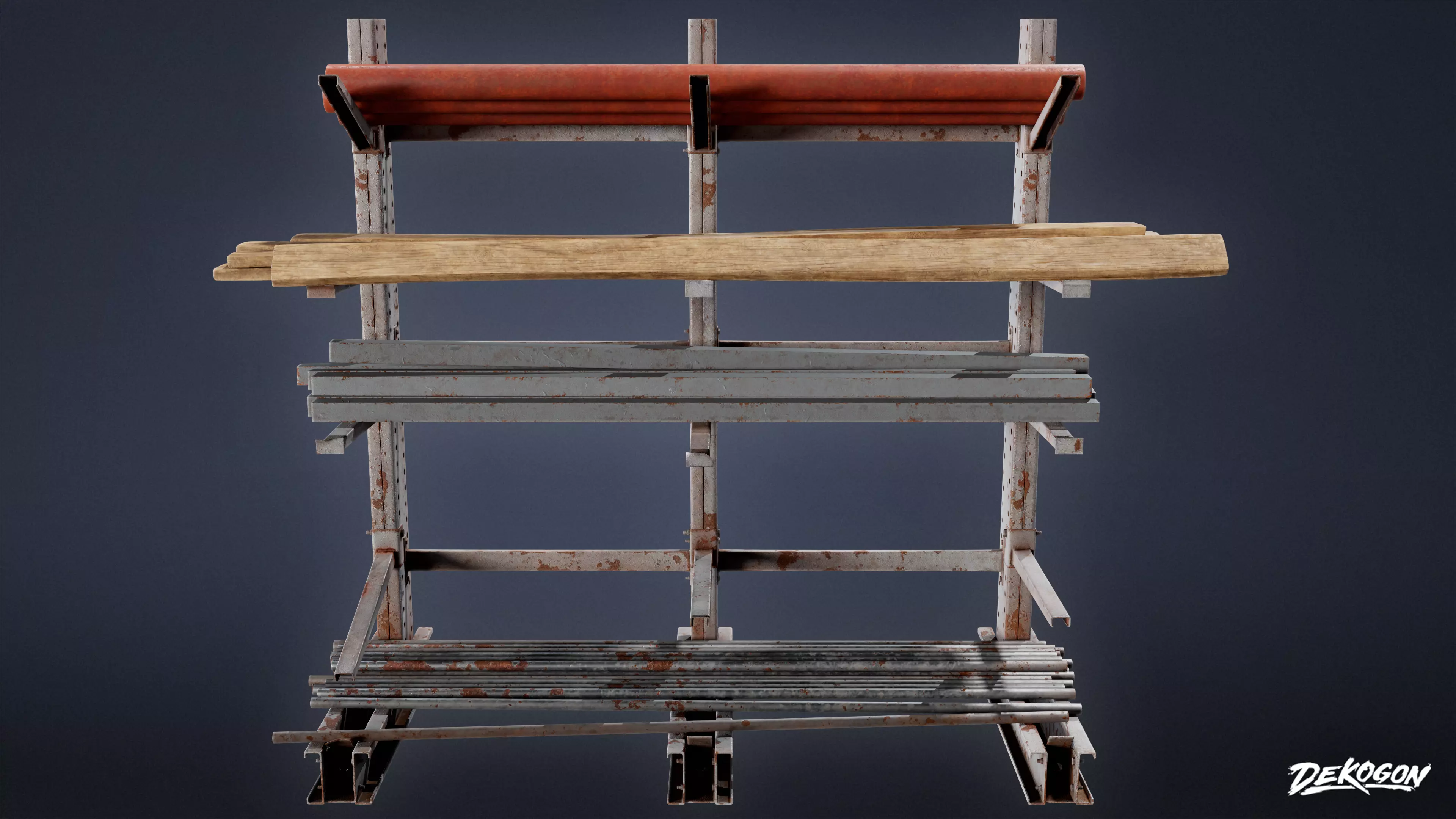 INDUSTRIAL - Metal Holding Stand 01 - LOW POLY AND NANITE Low-poly 3D model_0
