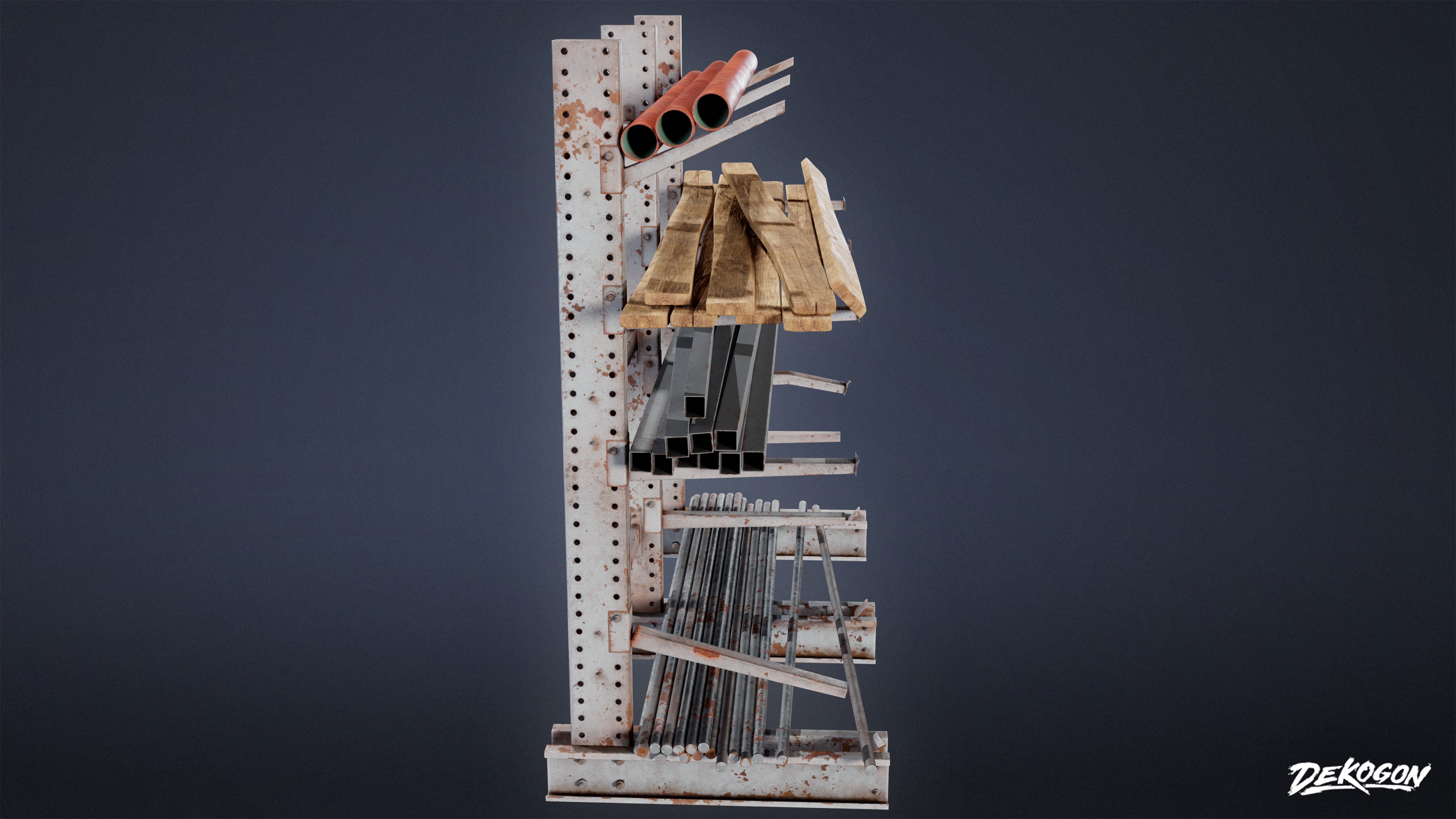 INDUSTRIAL - Metal Holding Stand 01 - LOW POLY AND NANITE Low-poly 3D model_2