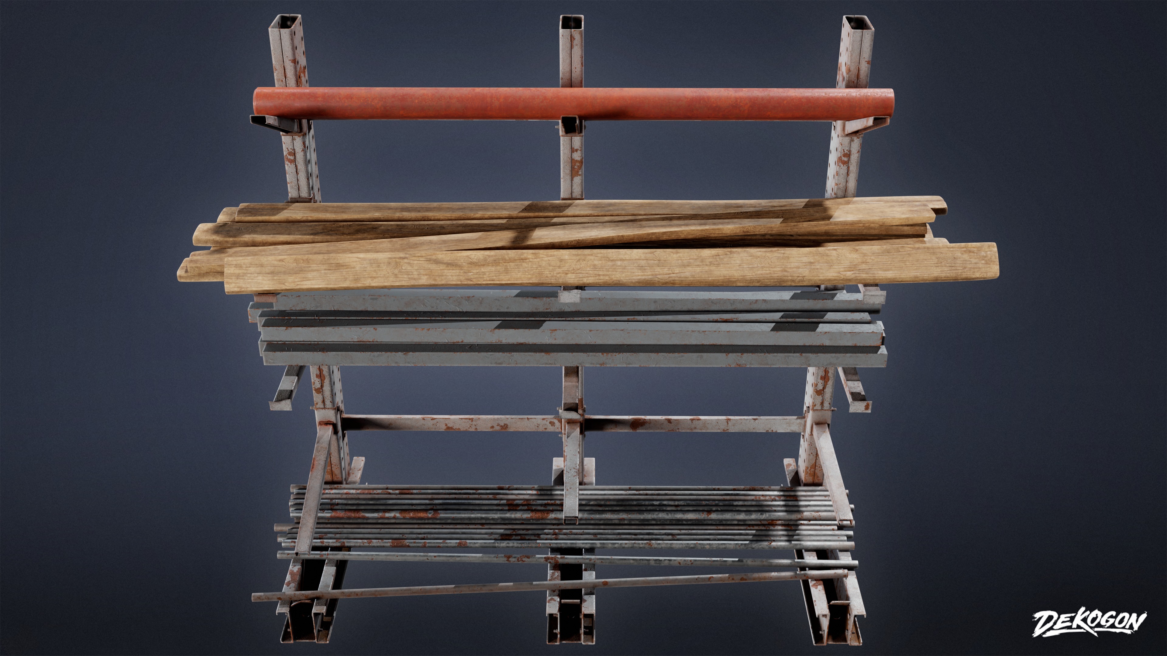 INDUSTRIAL - Metal Holding Stand 01 - LOW POLY AND NANITE Low-poly 3D model_4