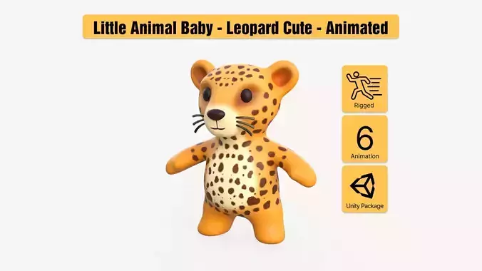 Little animal baby - Leopard cute - Animated  Low-poly 3D model