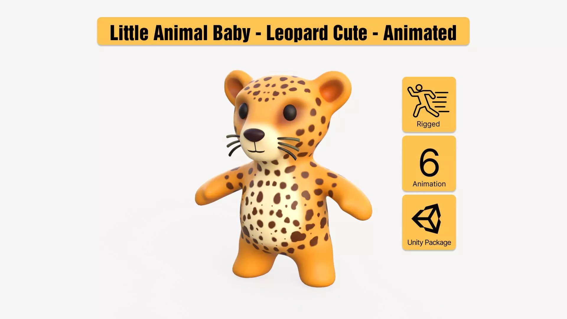 Little animal baby - Leopard cute - Animated Low-poly 3D model