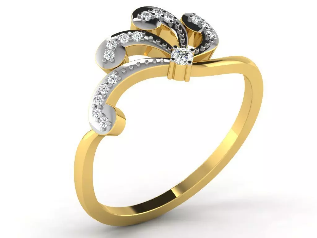 Light Weight Yellow Gold Diamond Ring DR-6334 3D print model