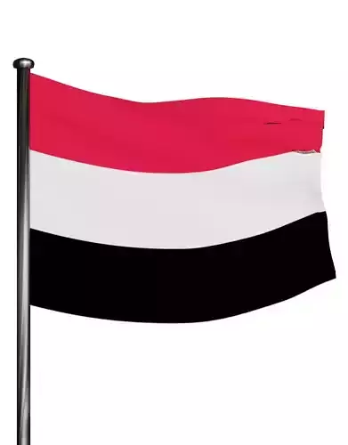 Yemen National Flag Free 3D model