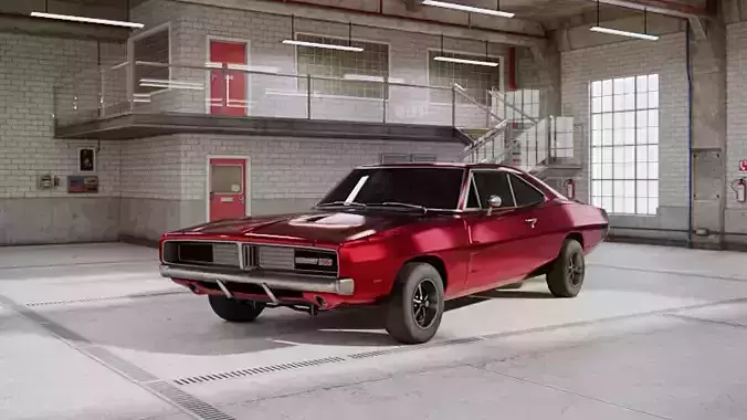 Dodge Charger RT 1969 - Car Classic Low-poly 3D model