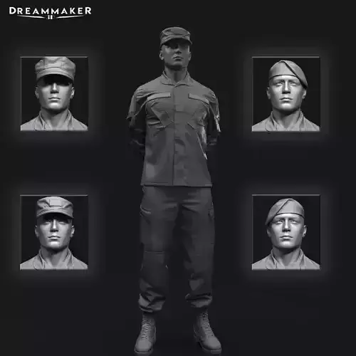 Soldier with hands behind 3D print model