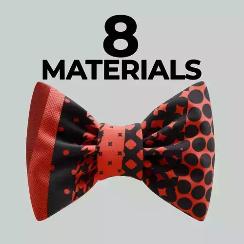 Festive bowtie with 8 different fabric materials