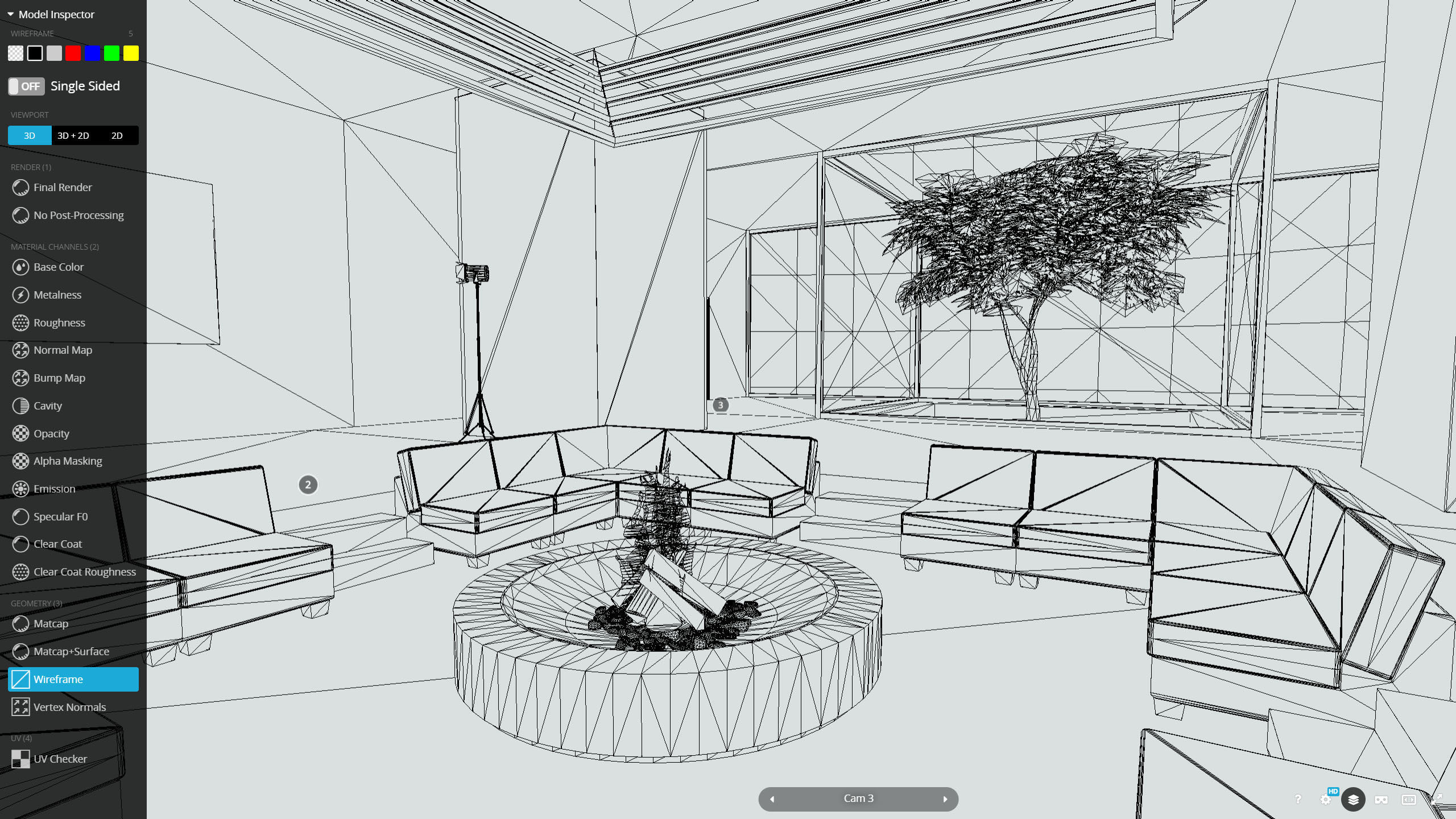 G0027 VR Virtual Reality Cozy Hall Low-poly 3D model_9