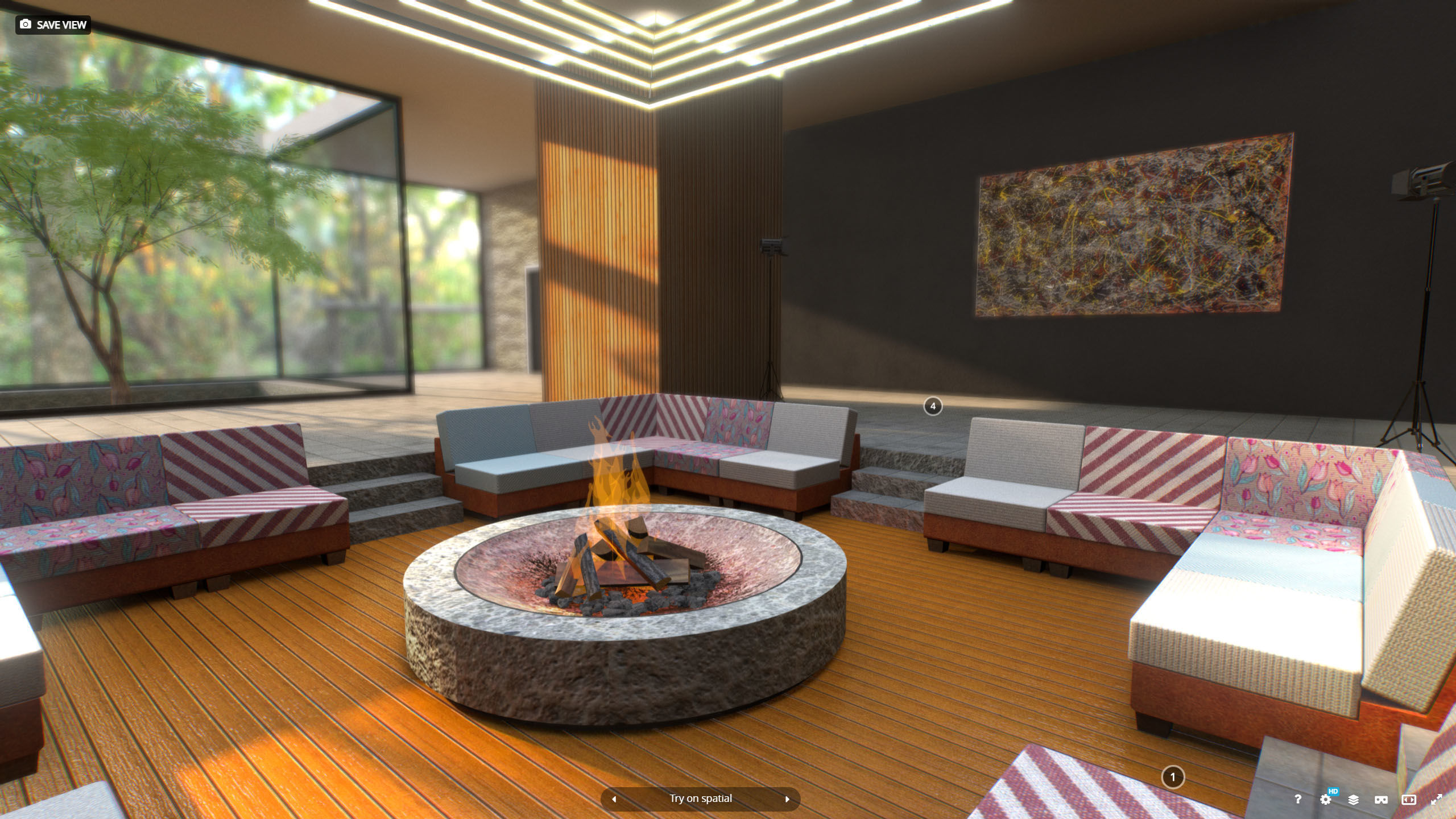 G0027 VR Virtual Reality Cozy Hall Low-poly 3D model_2