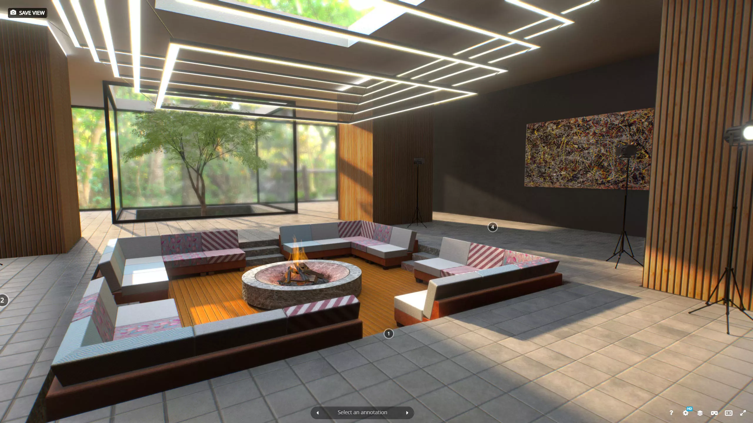 G0027 VR Virtual Reality Cozy Hall Low-poly 3D model_0