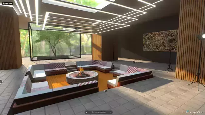 G0027 VR Virtual Reality Cozy Hall Low-poly 3D model
