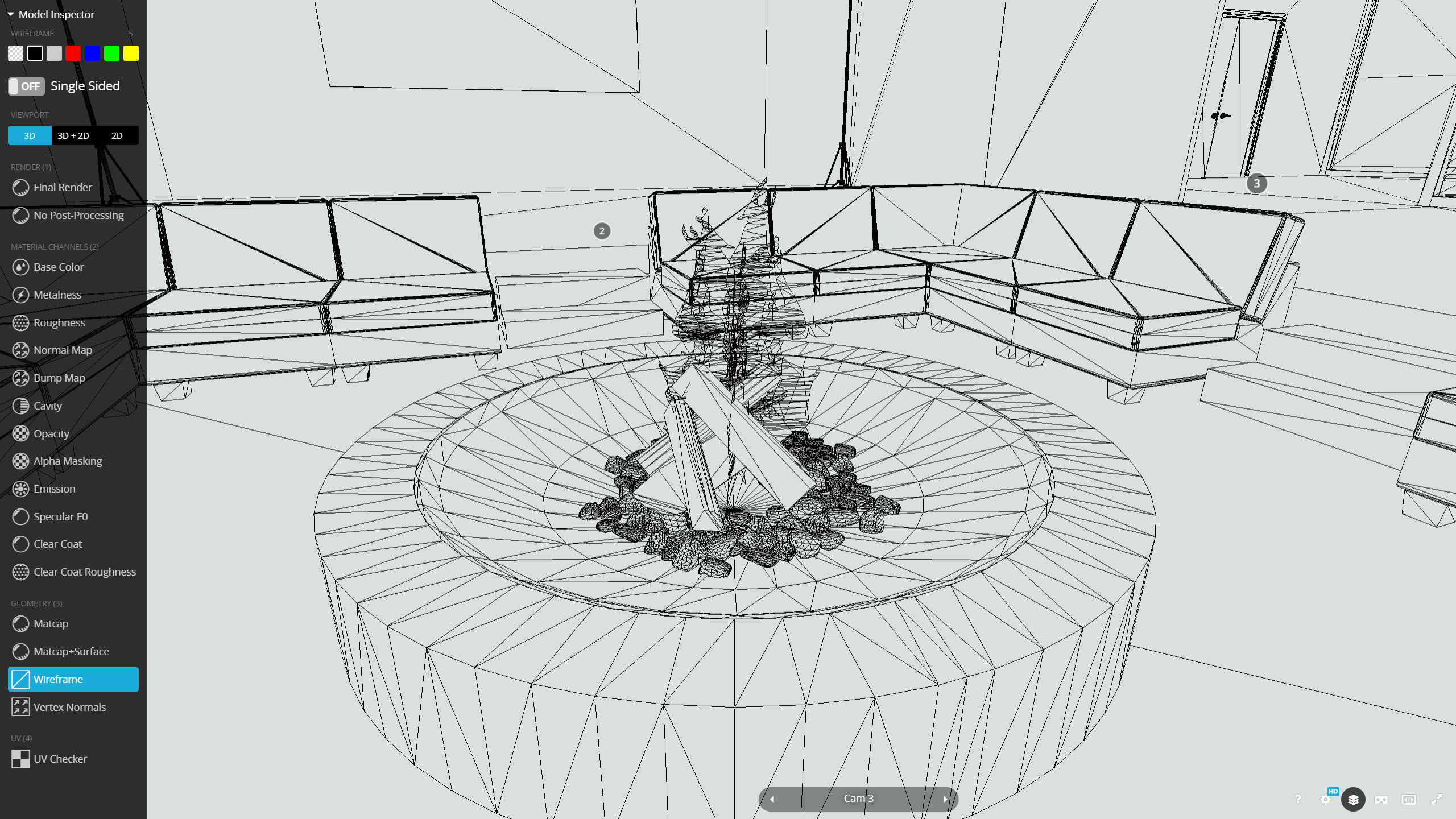 G0027 VR Virtual Reality Cozy Hall Low-poly 3D model_8