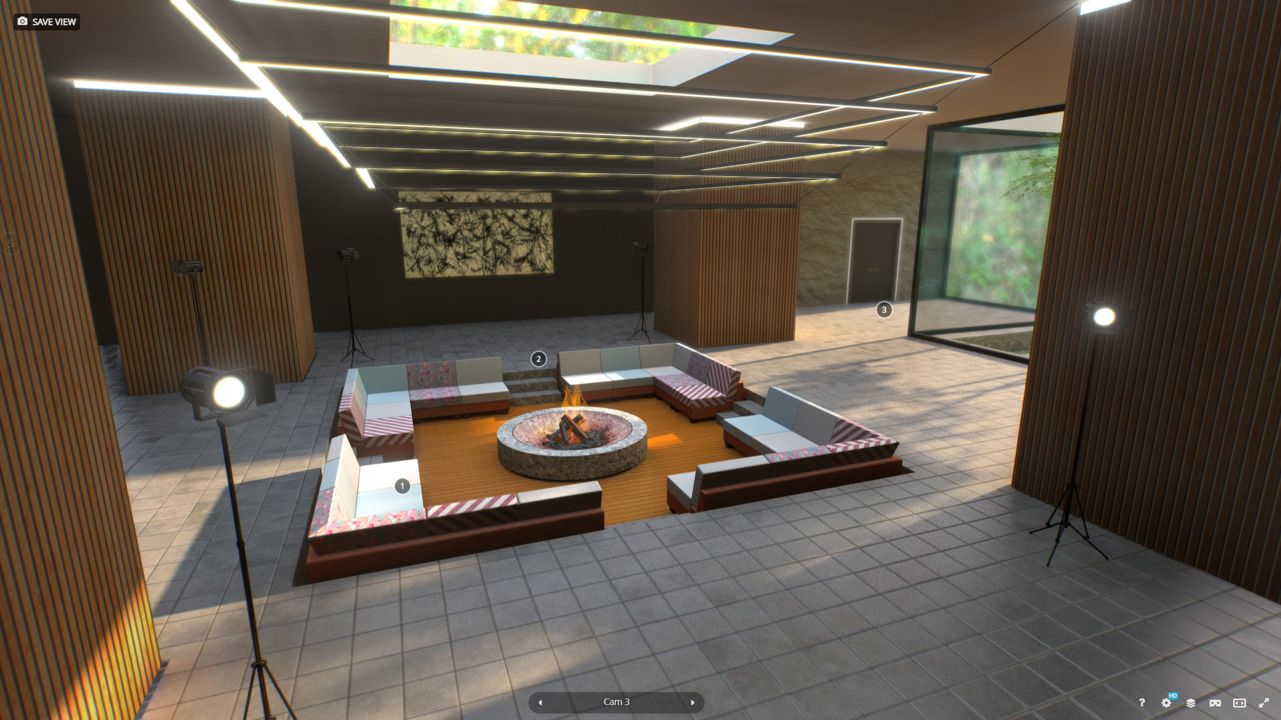 G0027 VR Virtual Reality Cozy Hall Low-poly 3D model_7