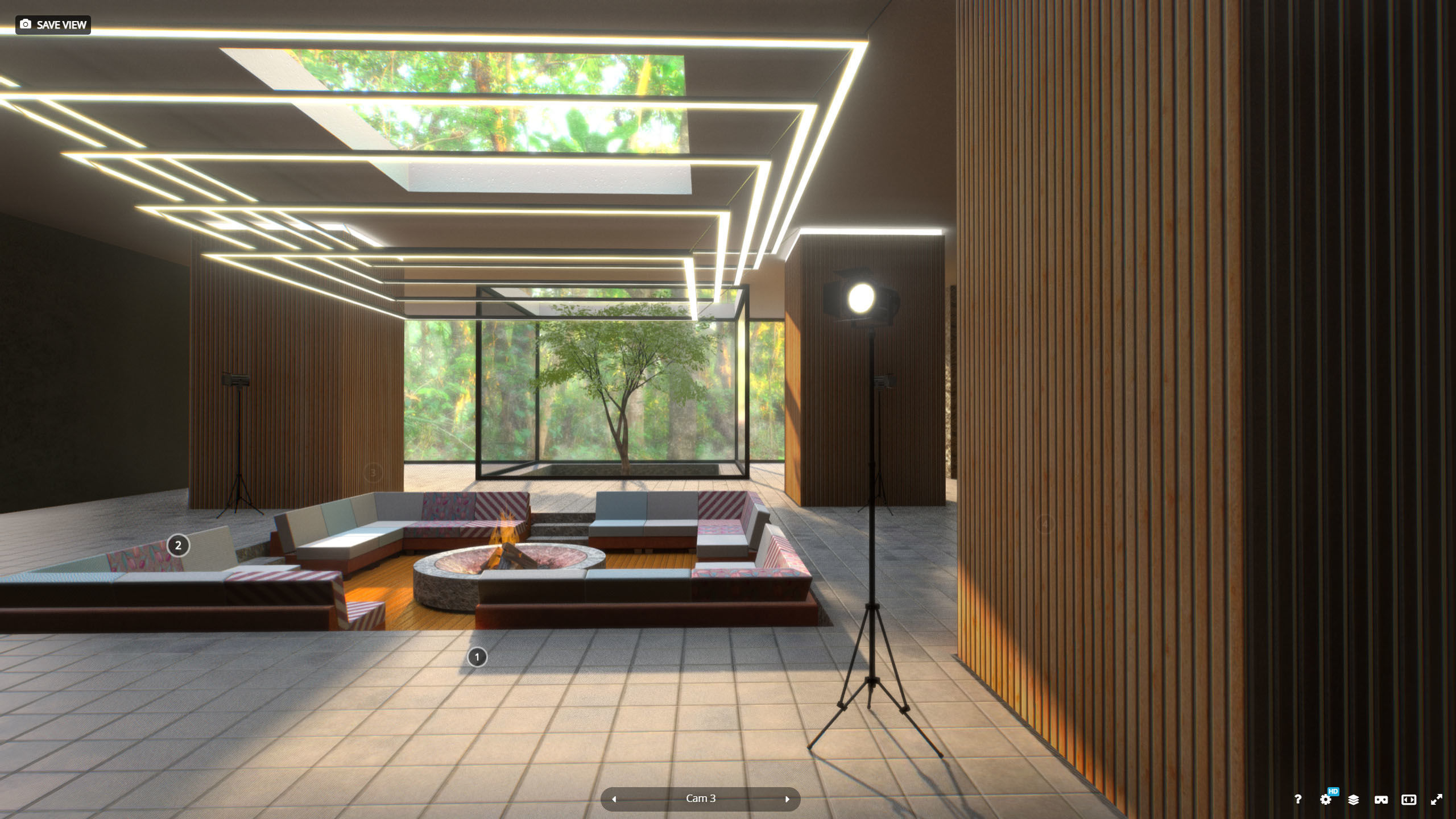 G0027 VR Virtual Reality Cozy Hall Low-poly 3D model_4