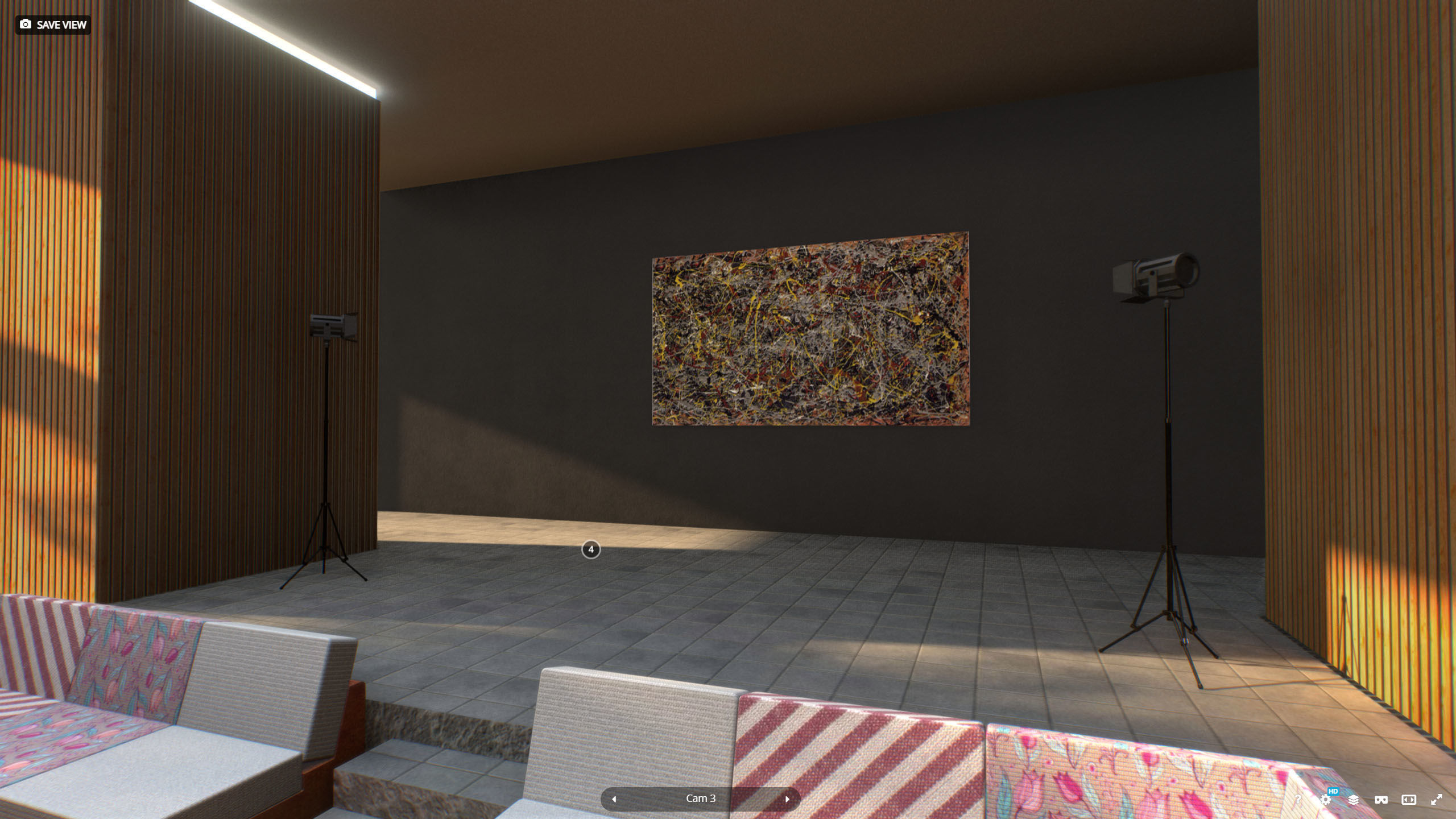 G0027 VR Virtual Reality Cozy Hall Low-poly 3D model_5