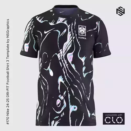 Nike 24-25 DRI-FIT Football Shirt 3 Template for CLO 3D
