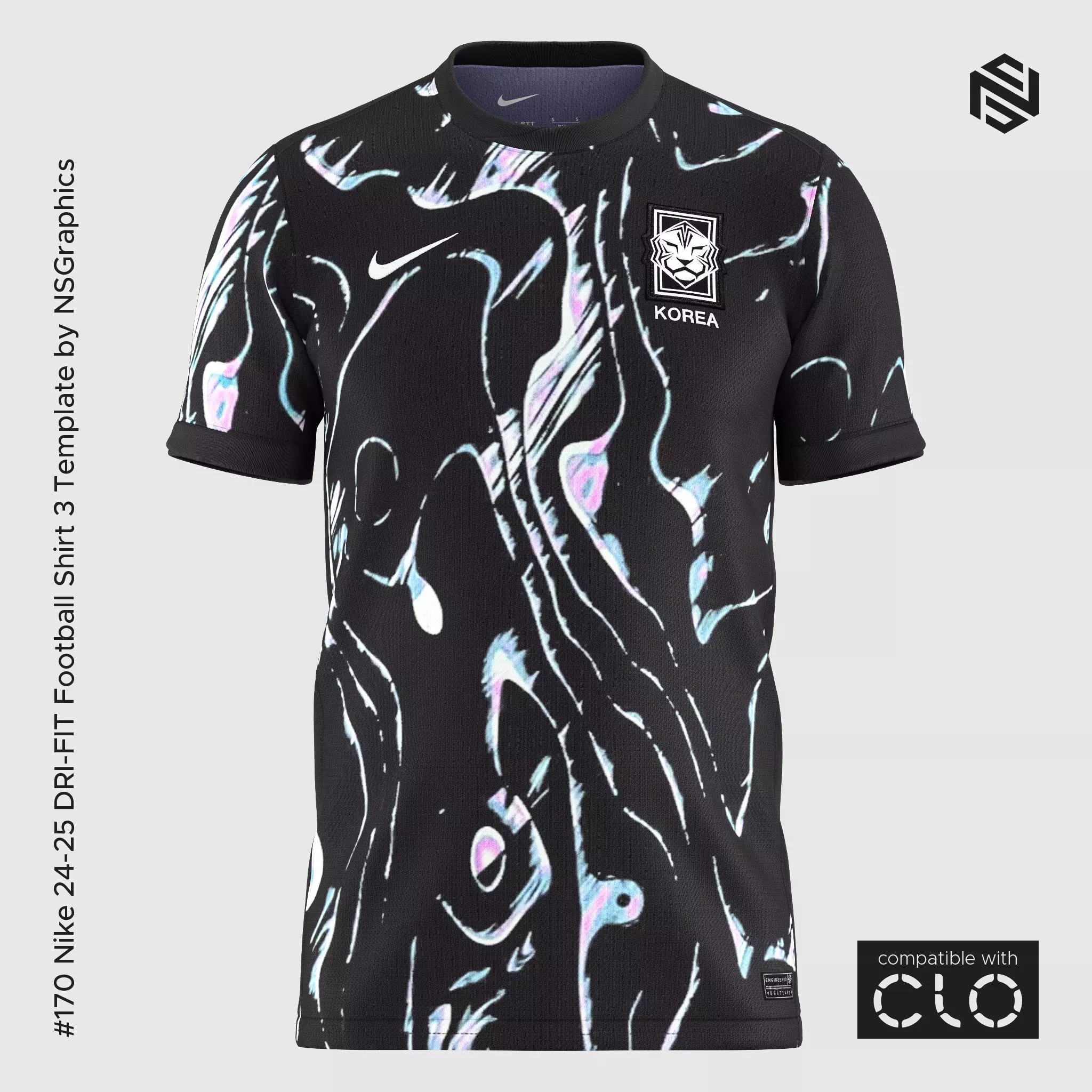 Nike 24-25 DRI-FIT Football Shirt 3 Template for CLO 3D 3D model