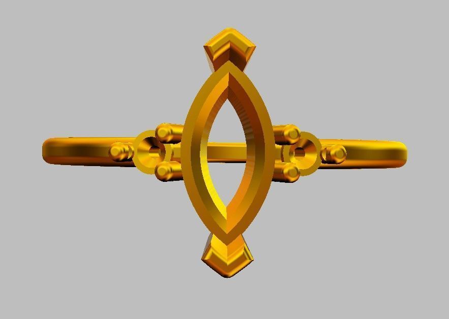 Marquise Gemstone Classic Ring 3D print model_22