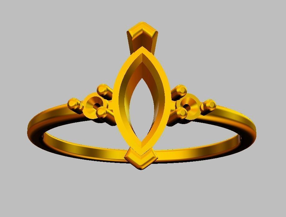 Marquise Gemstone Classic Ring 3D print model_19