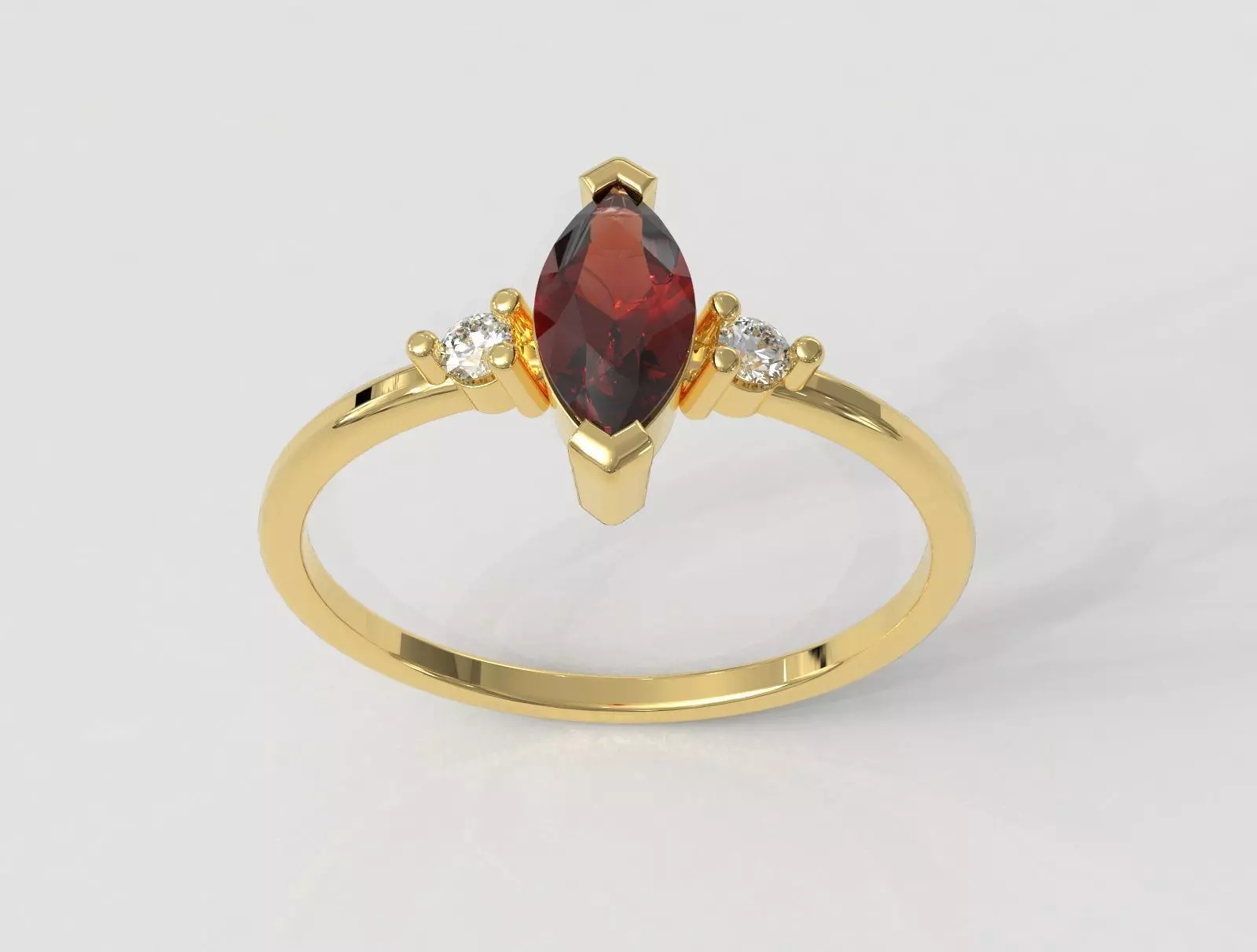 Marquise Gemstone Classic Ring 3D print model_0