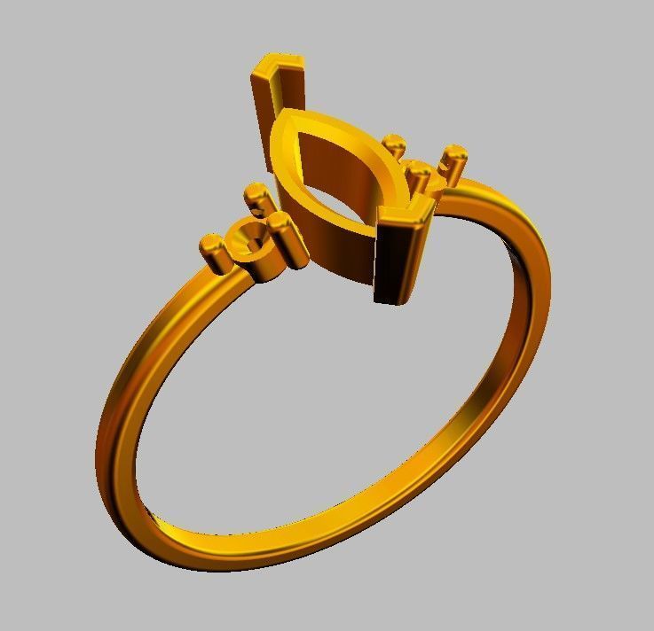 Marquise Gemstone Classic Ring 3D print model_18