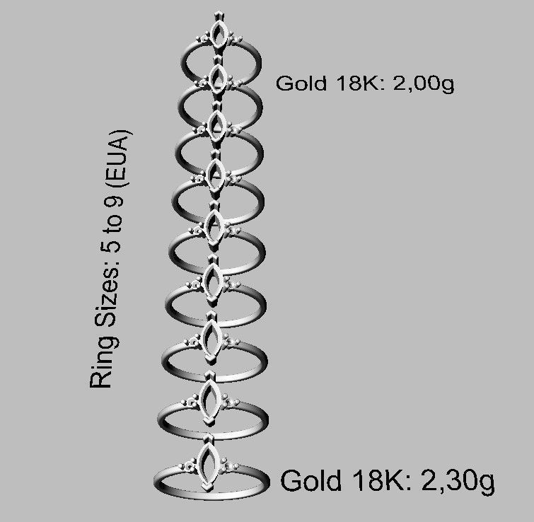 Marquise Gemstone Classic Ring 3D print model_4