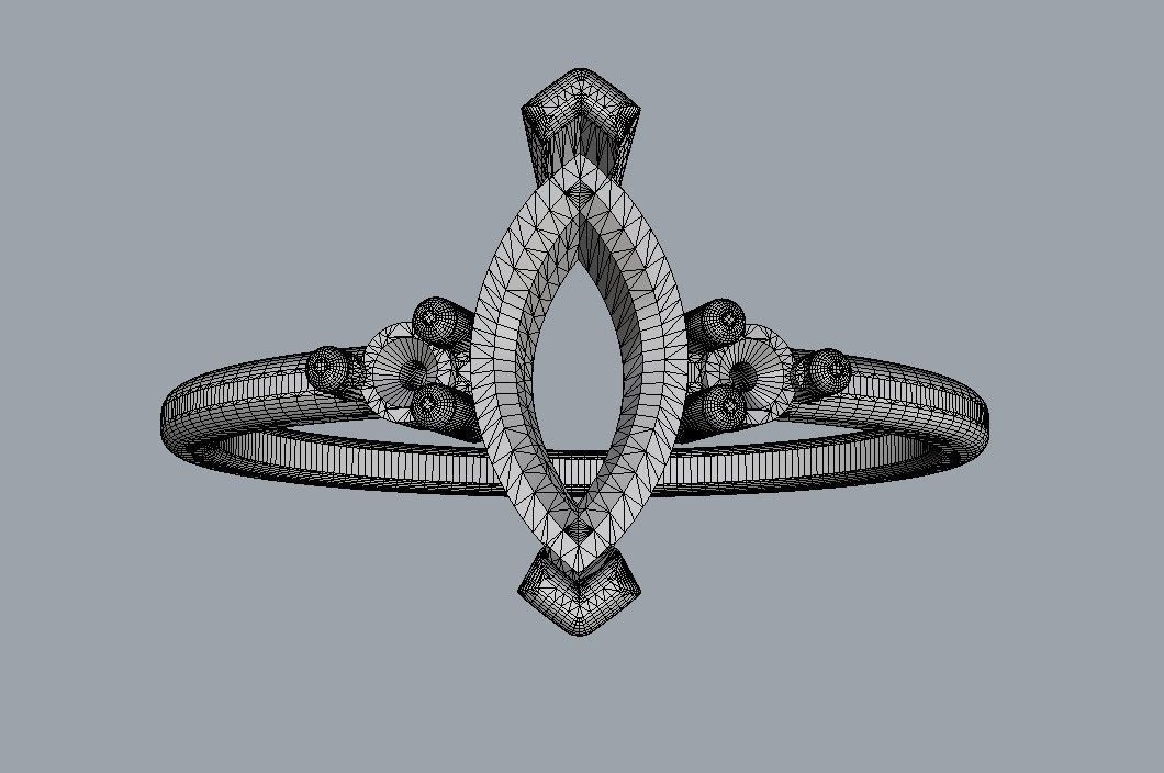Marquise Gemstone Classic Ring 3D print model_16
