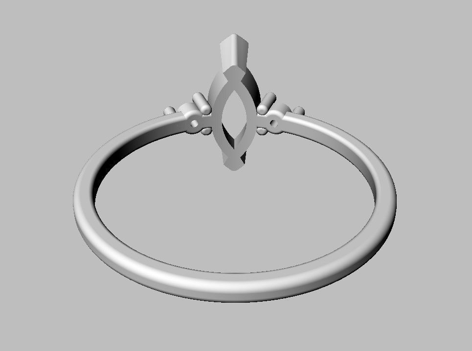 Marquise Gemstone Classic Ring 3D print model_9
