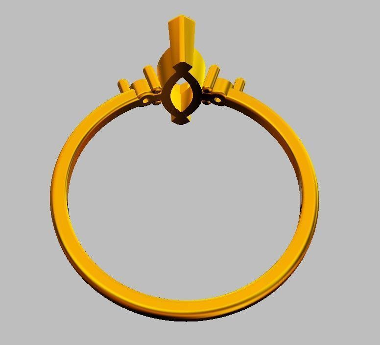 Marquise Gemstone Classic Ring 3D print model_21