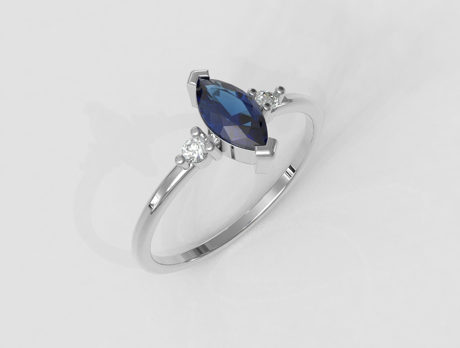 Marquise Gemstone Classic Ring 3D print model_1