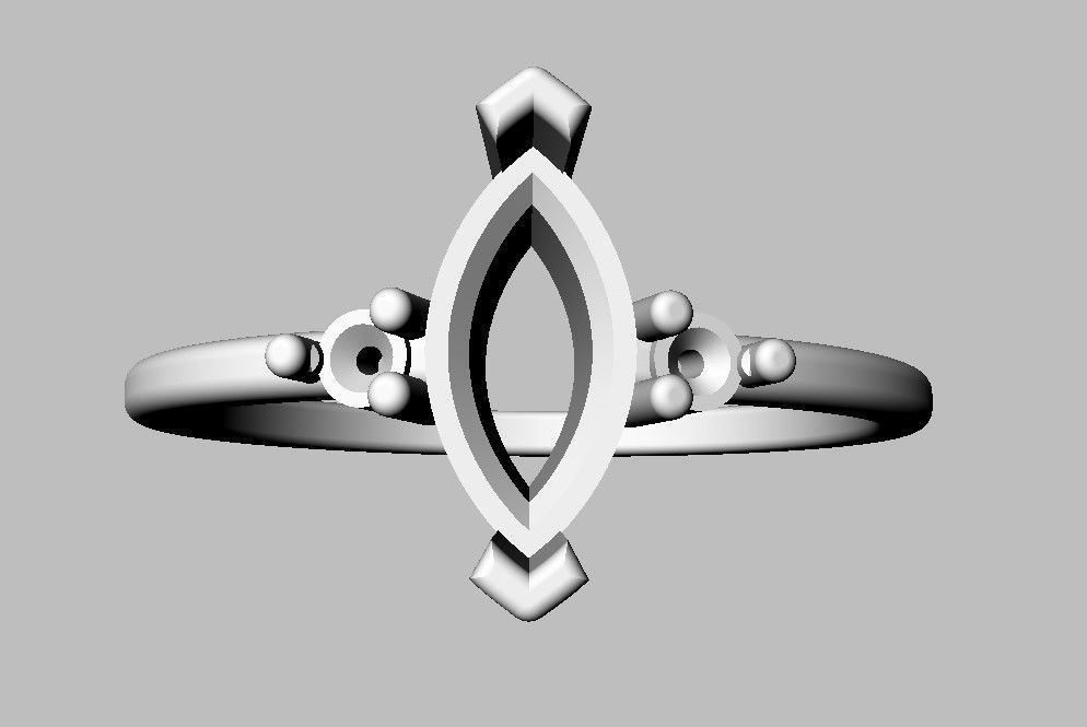 Marquise Gemstone Classic Ring 3D print model_11