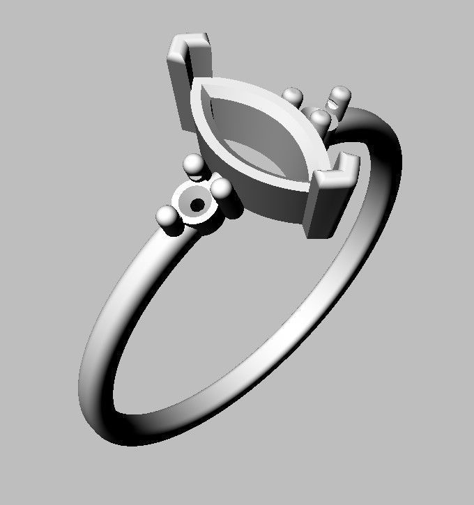 Marquise Gemstone Classic Ring 3D print model_7
