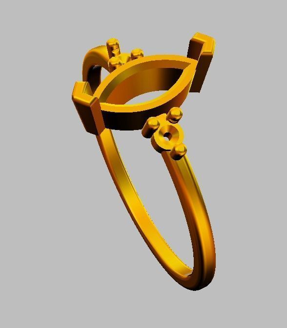 Marquise Gemstone Classic Ring 3D print model_24
