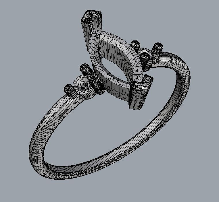 Marquise Gemstone Classic Ring 3D print model_13