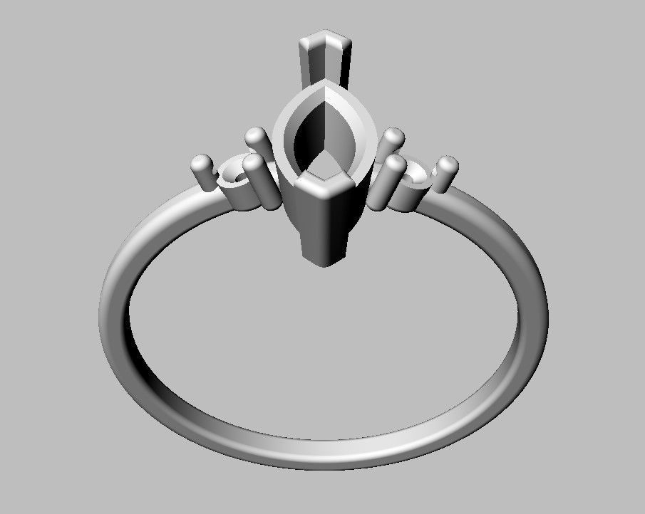 Marquise Gemstone Classic Ring 3D print model_6