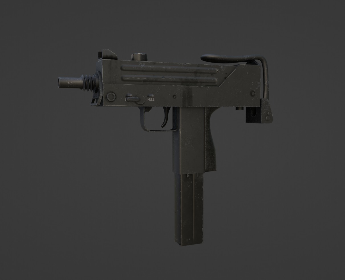 Ingram M10A1 Low-poly 3D model_5