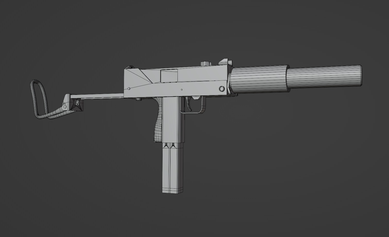 Ingram M10A1 Low-poly 3D model_4