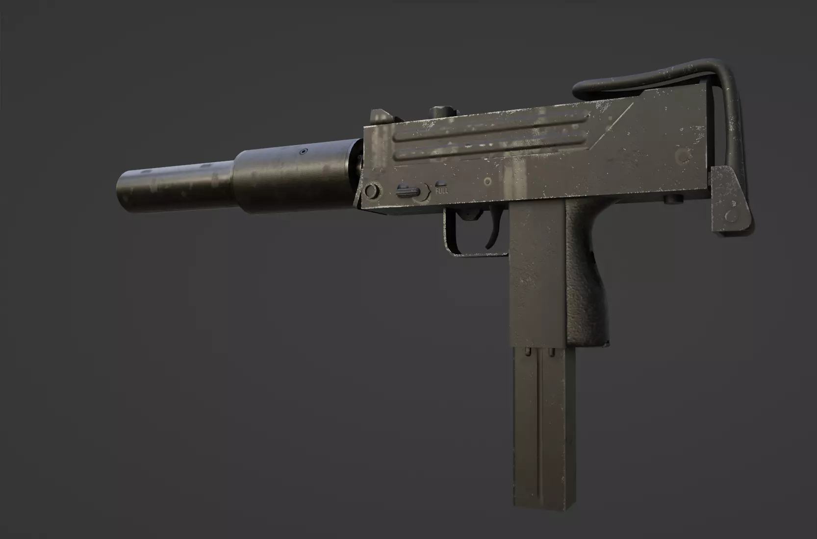 Ingram M10A1 Low-poly 3D model_0