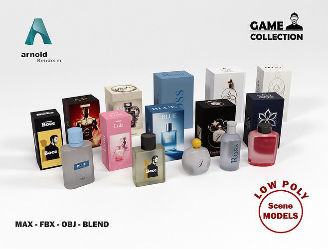 Perfumes Pack Low-poly 3D model